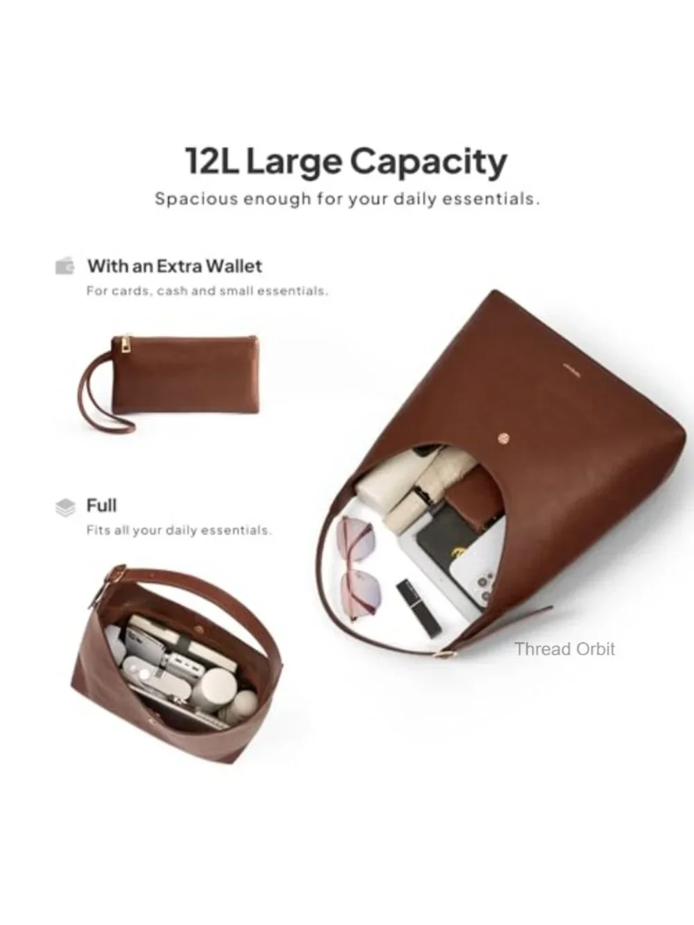 Slouchy Hobo Bag for Women Large Shoulder Handbag with Wallet PU Leather